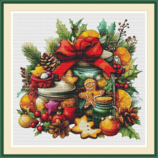 J957JS Joy Sunday Набір для вишивки друкованим хрестиком - Різдвяне печиво 4 53х53 см, Aida 14 ct (схема на канві)