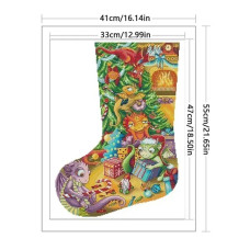 J958JS Joy Sunday Набір для вишивки друкованим хрестиком - Чобіток Різдвяний дракон 41х55 см, Aida 14 ct (схема на канві)