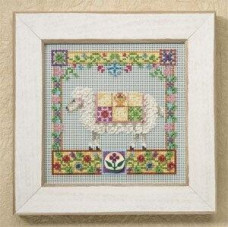 JS148501 Mill Hill Набір для вишивки рахунковим хрестиком + бісером - Софі Овечка Sophie Sheep 13x13 см, перфорований папір