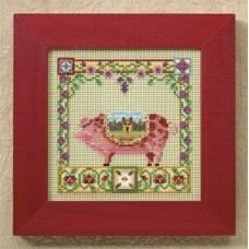 JS148503 Mill Hill Набір для вишивки рахунковим хрестиком + бісером - Свиня Персі Percy Pig 13x13 см, перфорований папір