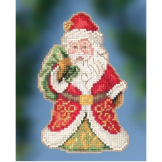 JS202015 Mill Hill Набір для вишивки рахунковим хрестиком + бісером - Іграшка Санта несе подарунки Gift Bearing Santa 8x13 см, перфорований папір