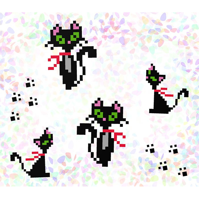 K104 Кішки (10х15 см). Confetti. Водорозчинний флізелін з малюнком