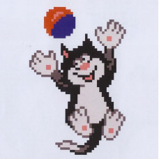 K114 Кіт з м'ячем (10х15 см). Confetti. Водорозчинний флізелін з малюнком