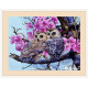 К-228 Two Owls in Spring Blossom. 38x29 см. Дві сови у весняному цвітінні. Мережка. Набір для вишивки хрестиком на Aida 16