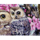 К-228 Two Owls in Spring Blossom. 38x29 см. Дві сови у весняному цвітінні. Мережка. Набір для вишивки хрестиком на Aida 16
