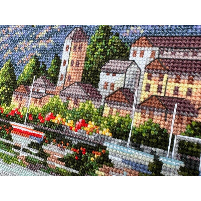 К-234Т Мережка Набір для вишивки рахунковим хрестиком - Озеро у гавані 41,5х31,5 см, Aida 16