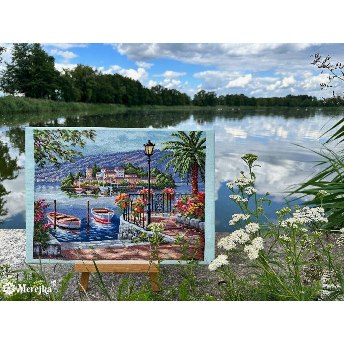 К-234Т Мережка Набір для вишивки рахунковим хрестиком - Озеро у гавані 41,5х31,5 см, Aida 16