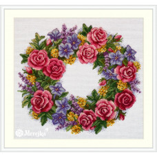 К-238 Rose Wreath. 23х24 см. Трояндовий вінок. Мережка. Набір для вишивки хрестиком на Aida 16