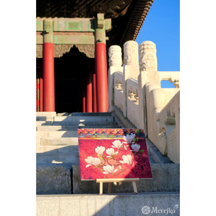 К-292м Мережка Набір для вишивки рахунковим хрестиком - Магнолія 32x38 см, Aida16