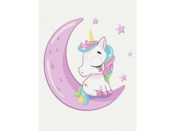 KBS7119 Єдиноріг на місяці, 30x40 см. Brushme. Картина за номерами