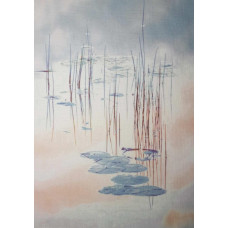 КФО-1091 Домоткане полотно 32 каунта з нанесеним фоном, 30х40 см. Alisena