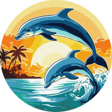 KHO-R1028 Грайливі дельфіни ©art_selena_ua. Ideyka. Картина за номерами (Ідейка КНО-R1028)