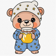 KHO1094 Ideyka Картина за номерами - Ведмежа у піжамі 25x25 см, (на підрамнику, Ідейка KHO1094) ©art_selena_ua