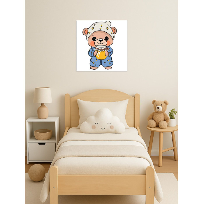 KHO1094 Ideyka Картина за номерами - Ведмежа у піжамі 25x25 см, (на підрамнику, Ідейка KHO1094) ©art_selena_ua