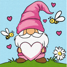 KHO1179 Ideyka Картина за номерами - Закоханий гном 25х25 см (на підрамнику, Ідейка КНО-1179) ©art_selena_ua