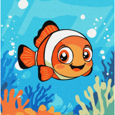 KHO1269 Ideyka Картина за номерами - Риба-клоун 25x25 см, (на підрамнику, Ідейка KHO1269) ©art_selena_ua