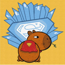 KHO1356 Ideyka Картина за номерами - Капібара - Супермен 30x30 см, (на підрамнику, Ідейка KHO1356)