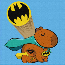 KHO1357 Ideyka Картина за номерами - Капібара - Бетмен 30x30 см, (на підрамнику, Ідейка KHO1357)