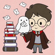 KHO1405 Ideyka Картина за номерами - Harry Potter: Гаррі та листи 25х25 см (на підрамнику, Ідейка KHO1405) ©Warner Bros