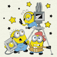 KHO1433 Ideyka Картина за номерами - Minions: Зйомки фільму 25x25 см, (на підрамнику, Ідейка KHO-1433) ©Universal City Studios LLC