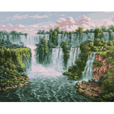 KHO2878 Мальовничий водоспад ©Сергій Лобач. Ideyka. Картина за номерами (Ідейка КНО2878)