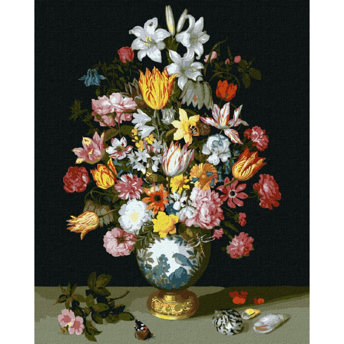 KHO3210 Квіткова симфонія ©Ambrosius Bosschaert de Oude. Ideyka. Картина за номерами (Ідейка КНО3210)