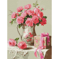 KHO3318 Ideyka Картина за номерами - Рожевий подарунок 30х40 см (на підрамнику, Ідейка КНО-3318) ©art_selena_ua