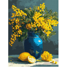 KHO3360 Ideyka Картина за номерами - Мімоза та лимони 30x40 см, (на підрамнику, Ідейка KHO3360) ©art_selena_ua