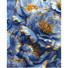 KHO3372 Ideyka Картина за номерами - Золотисті пелюстки півонії з фарбами металік extra 40x50 см, (на підрамнику, Ідейка KHO3372) ©art_selena_ua