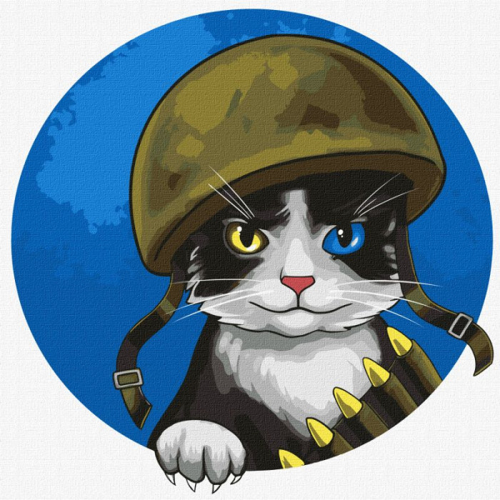 KHO4393 Войовничий котик ©art.irina.pass. Ideyka. Картина за номерами (Ідейка КНО4393)