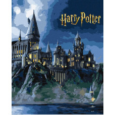 KHO5230 Ideyka Картина за номерами - Harry Potter: Гоґвортс вночі з фарбами металік extra 40x50 см, (на підрамнику, Ідейка KHO5230)