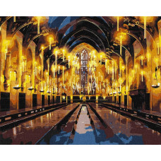 KHO5233 Ideyka Картина за номерами - Harry Potter: Велика зала з фарбами металік 50x40 см, (на підрамнику, Ідейка KHO5233)