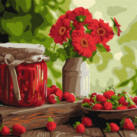 KHO5726 Ideyka Картина за номерами - Полуничне варення 40х40 см (на підрамнику, Ідейка КНО-5726) ©art_selena_ua