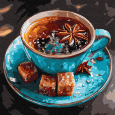 KHO5748 Ideyka Картина за номерами - Чай з анісом 40х40 см (на підрамнику, Ідейка КНО-5748) ©art_selena_ua