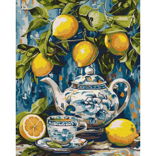 KHO5753 Ideyka Картина за номерами - Лимони і кераміка 50x40 см, (на підрамнику, Ідейка KHO5753) ©art_selena_ua