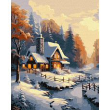 KHO6333 Зимовий будиночок ©art_selena_ua. Ideyka. Картина за номерами (Ідейка КНО-6333)