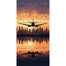 KHO6394 Ideyka Картина за номерами - Політ над містом 40х80, (на підрамнику, Ідейка KHO6394) ©art_selena_ua
