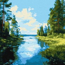 KHO6408 Ideyka Картина за номерами - Тінь і блиск води 40x40 см, (на підрамнику, Ідейка KHO6408) ©art_selena_ua