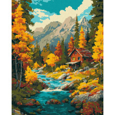 KHO6416 Ideyka Картина за номерами - Осінь над потоком 40х50 см (на підрамнику, Ідейка КНО-6416) ©art_selena_ua