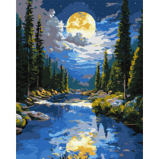 KHO6424 Ideyka Картина за номерами - Під гірським потоком 40х50 см (на підрамнику, фарби металік, Ідейка КНО-6424) ©art_selena_ua