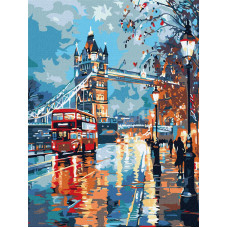 KHO6430 Ideyka Картина за номерами - Дощовитий мрійний Лондон 30х40, (на підрамнику, Ідейка KHO6430)