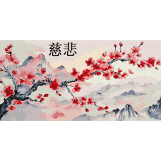 KHO6436 Ideyka Картина за номерами - Гілка сакури 40x80 см, (на підрамнику, Ідейка KHO6436) ©art_selena_ua