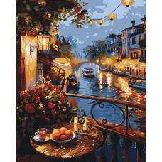 KHO6438 Ideyka Картина за номерами - Вечір набережної з фарбами металік 40x50 см, (на підрамнику, фарби металік, Ідейка KHO6438) ©art_selena_ua