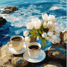 KHO6447 Ideyka Картина за номерами - Морська кава 40x40 см, (на підрамнику, Ідейка KHO6447) ©art_selena_ua
