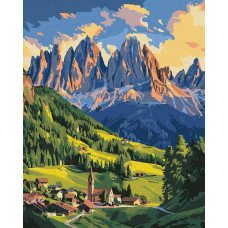 KHO6449 Ideyka Картина за номерами - Світанок у Доломітах 50x40 см, (на підрамнику, Ідейка KHO6449) ©art_selena_ua