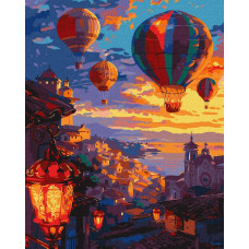 KHO6451 Ideyka Картина за номерами - Небо повітряних куль 50x40 см, (на підрамнику, Ідейка KHO6451) ©art_selena_ua