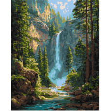 KHO6453 Ideyka Картина за номерами - Величний водоспад 40x50 см, (на підрамнику, Ідейка KHO6453) ©art_selena_ua