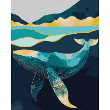 KHO6522 Витончений кит з фарбами металік extra ©art_selena_ua. Ideyka. Картина за номерами (Ідейка КНО-6522)
