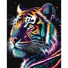 KHO6527 Фантастичний тигр з фарбами металік extra ©art_selena_ua. Ideyka. Картина за номерами (Ідейка КНО-6527)