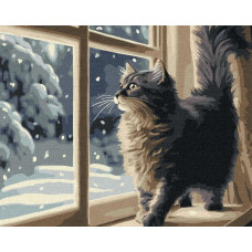 KHO6550 Снігопад за вікном ©art_selena_ua. Ideyka. Картина за номерами (Ідейка КНО-6550)